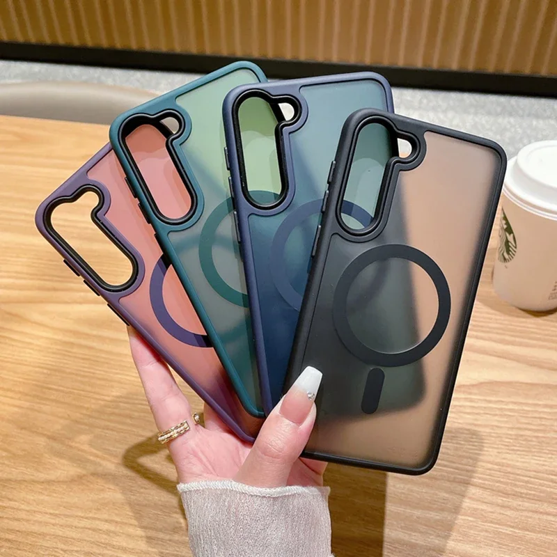 Matte Case For Samsung Galaxy S25 S24 S23 S22 Ultra Plus S21 S20 FE For Magsafe Magnetic Charge Frosted Bumper Cover funda image 6