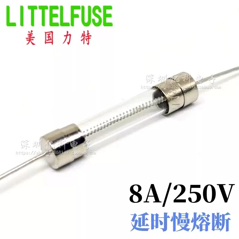 3pcs Littelfuse LF 6*32 Glass Fusing Tube with Pins T8A 250V Delayed Slow Blow 0315008.MXP