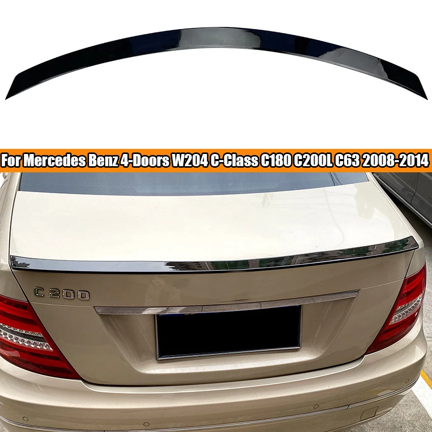 Car Rear Roof Spoiler Wing For Mercedes Benz W204 C-class C180 C200 C63 2008-2014  4-Doors Tail Spoilers Wings Body Kits