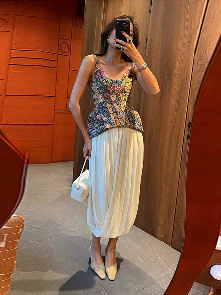Fashion Spaghetti Strap Short Skinny Women's Top Sleeveless Print Ruffles Panelled Sexy Lady 2026 Summer Streetwear Female Coat