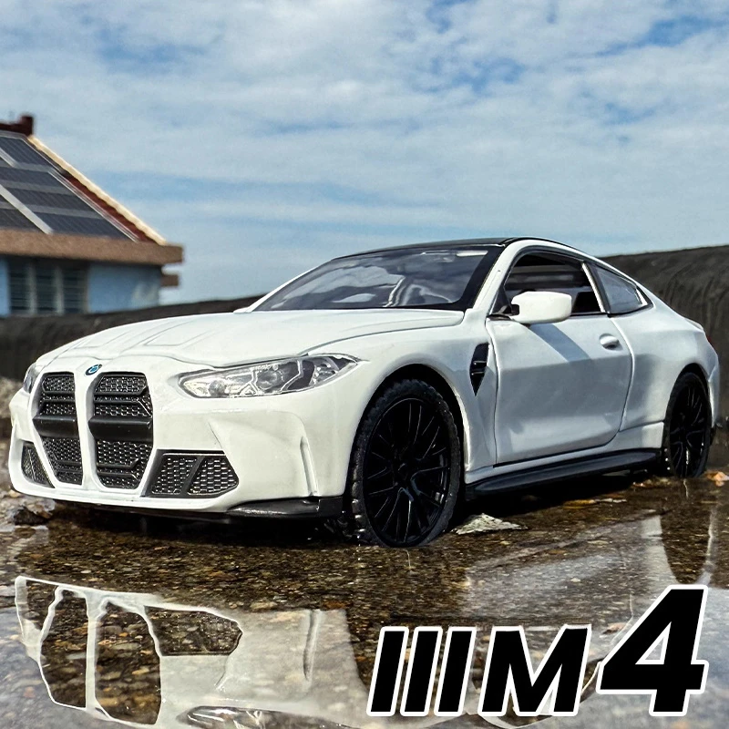 1:32 M4 M8 Model Miniature Car Toy Alloy Diecast Sound Light Doors Opened Pull Back Rubber Tires Ornament Vehicles Kids Gifts