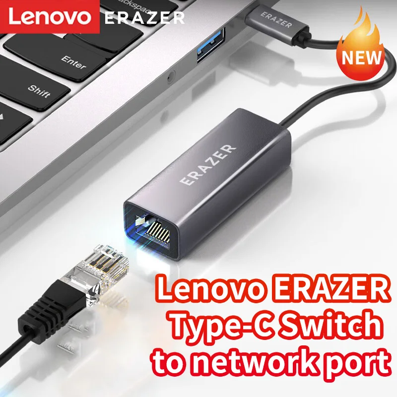 Lenovo ERAZER Type-C RJ45 Adapter 100 Mbit Wired NIC Adapter for Laptop Desktop Network Interface Adapter