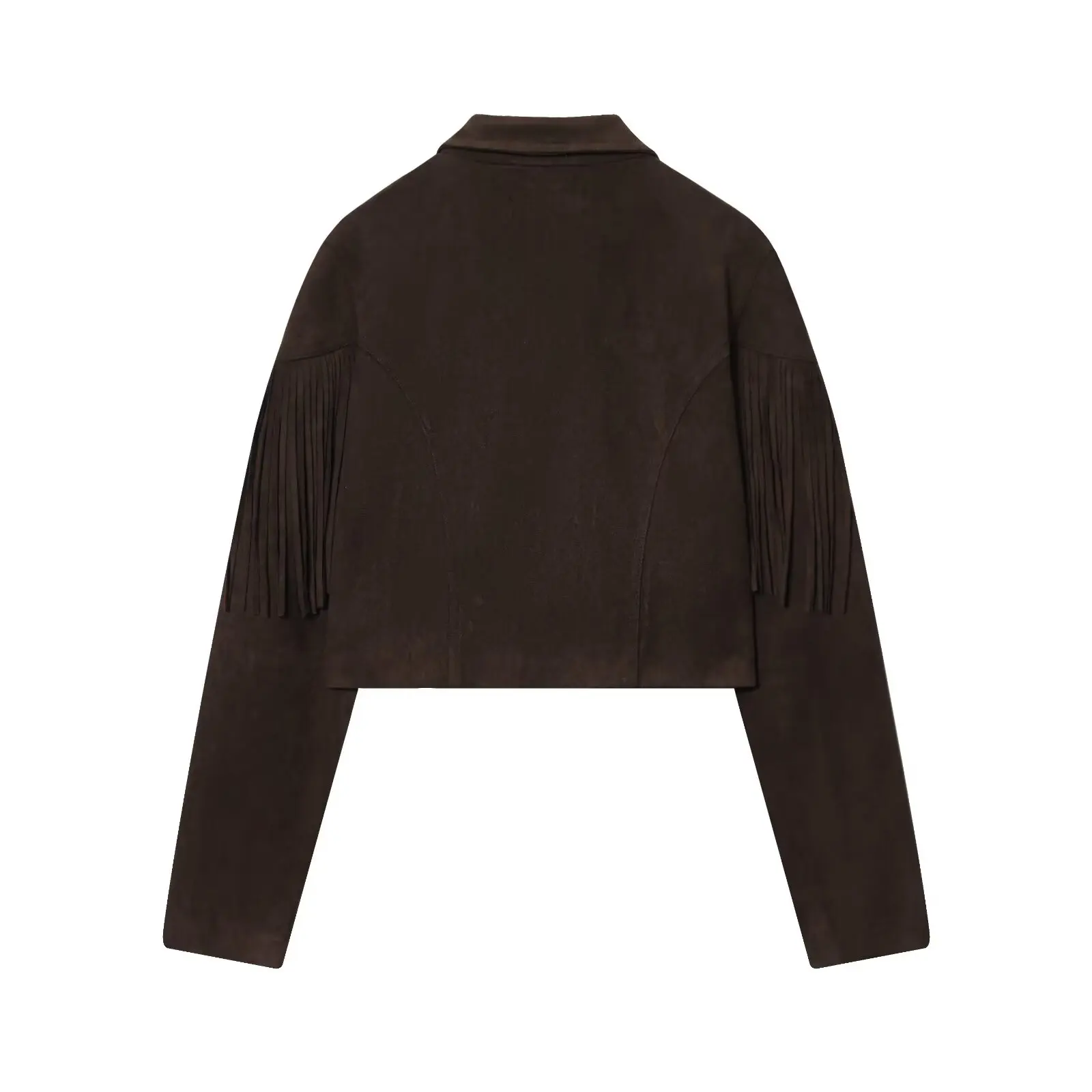 フリンジトリム付きジャケットとミディスカートのセット レディースカジュアルアウター ハイウエストスカート付き