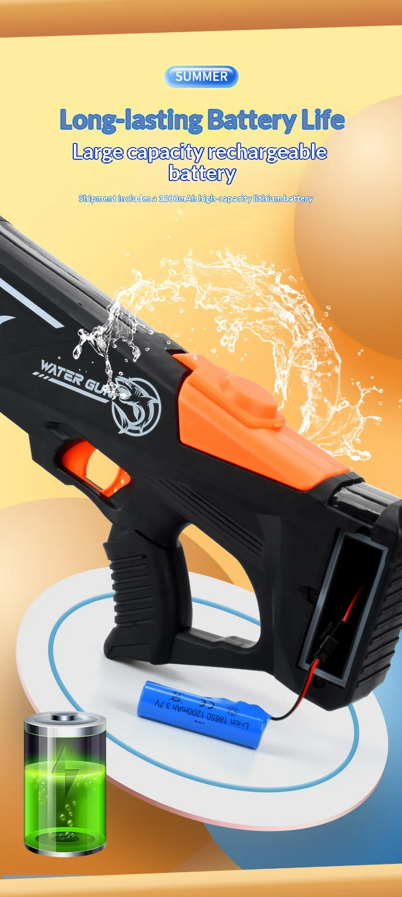 Electric Water Gun Automatic Water Blaster Large Capacity Toy_voghion.com
