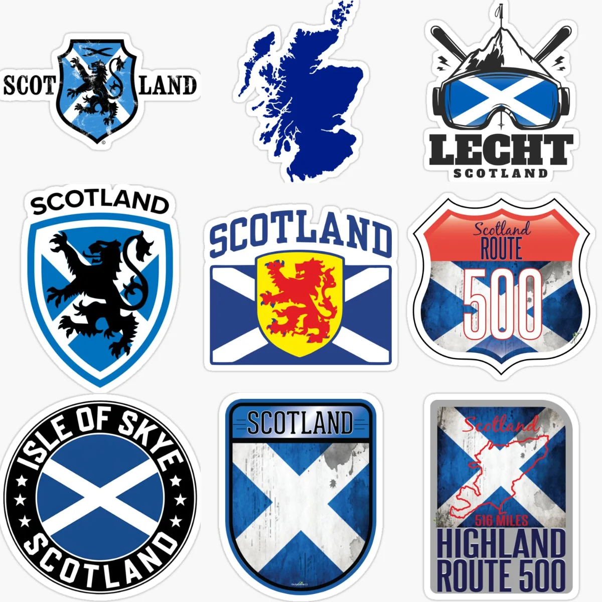 

SCO Scotland Flag Map Lion Emblem PVC Creative Car Stickers for Car Van Bicycle Fridge Helmet Wall Accessories Customizable Size