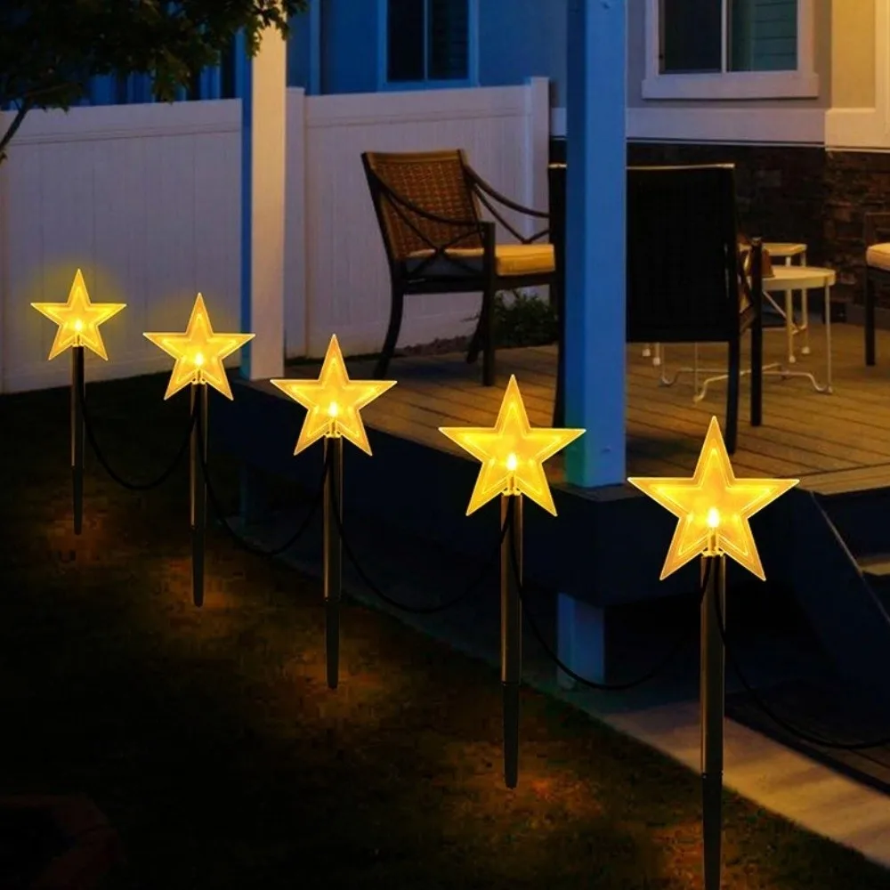 5Pcs/Set LED Solar Christmas Lights Waterproof Landscape Light Christmas Stake Lights Outdoor Christmas Lights Home Decoration