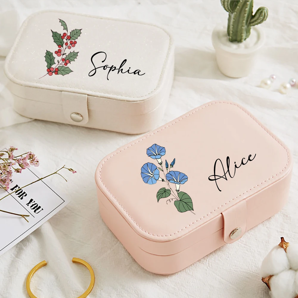 1 Stück individuelle Schmuckschatulle, personalisierte rechteckige Aufbewahrungsbox, Ringaufbewahrungs-Geschenkbox mit großer Kapazität, Brautjungfern-Schmuckschatulle