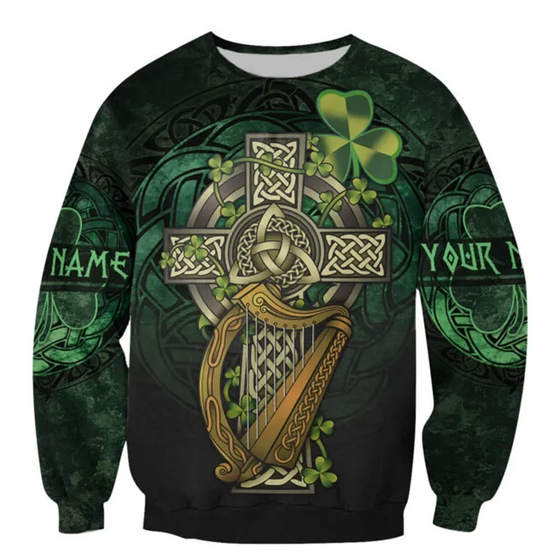 New badge and Celtic cross 3D full print zipper hoodie Fall/winter fashion hoodie unisex street Harajuku casual sweatshirt