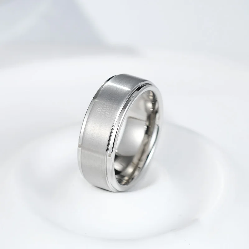 Tungsten Rings for Men 8MM Pattern Female Silvery Wedding Fashion Party Gift,Engraving