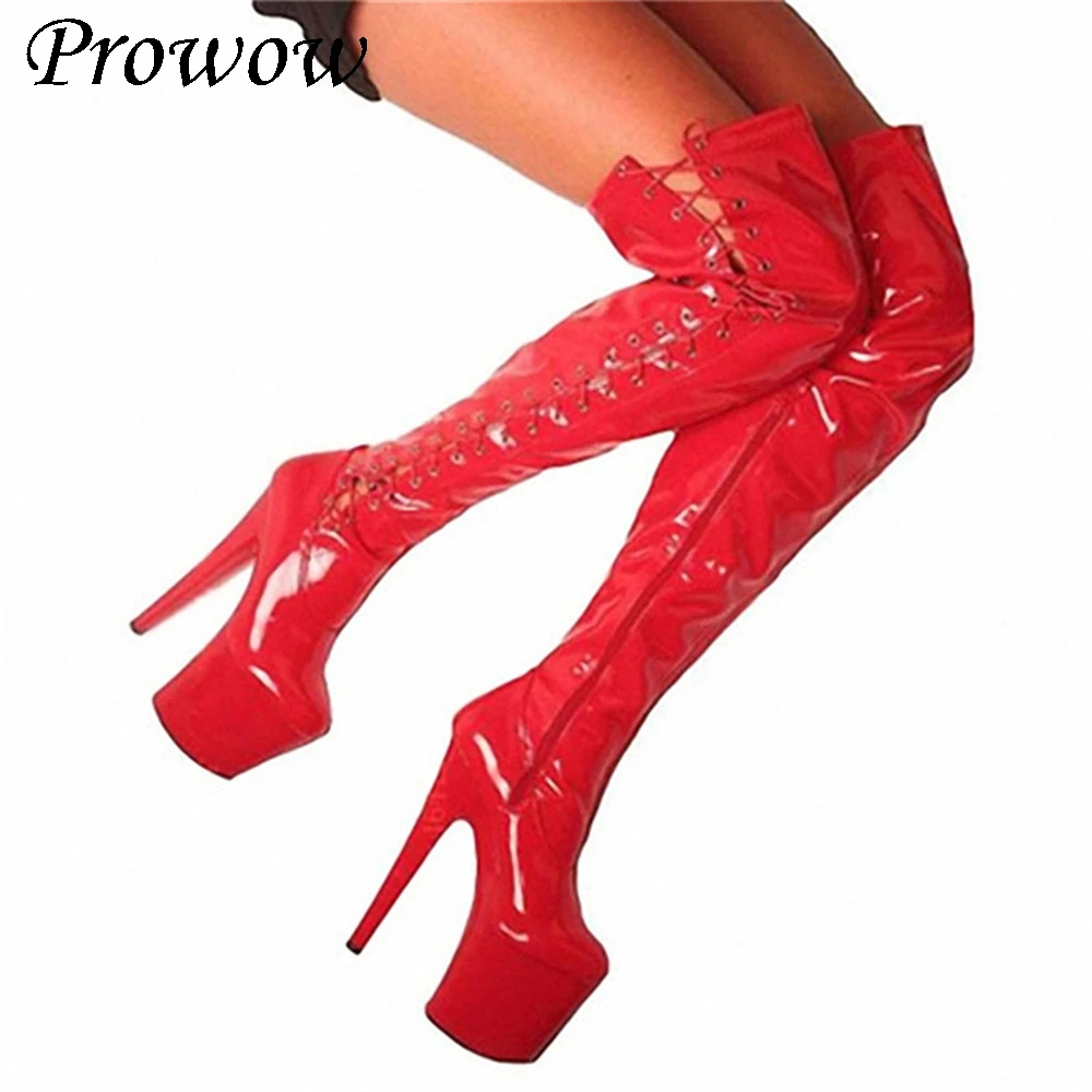 

Высокие каблуки на тонком каблуке, непромокаемая платформа, стальная труба, танцевальные пикантные сапоги выше колена, высокие сапоги до бедра, женская обувь Zapatos Mujer