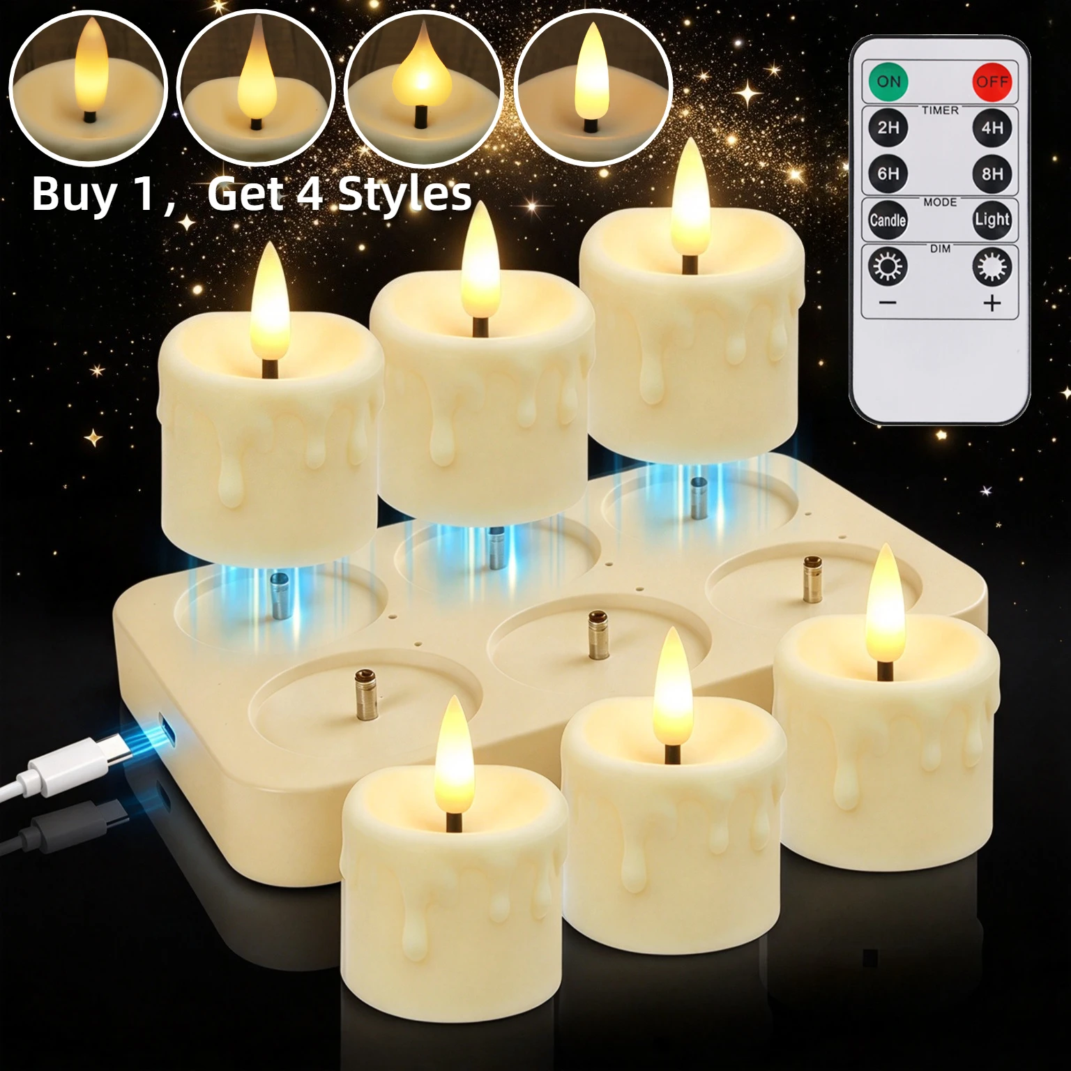 Small Rechargeable Flameless Candles with Remote Timer LED Tea Lights Flickering Mini Candles Votive Candles for Halloween Decor