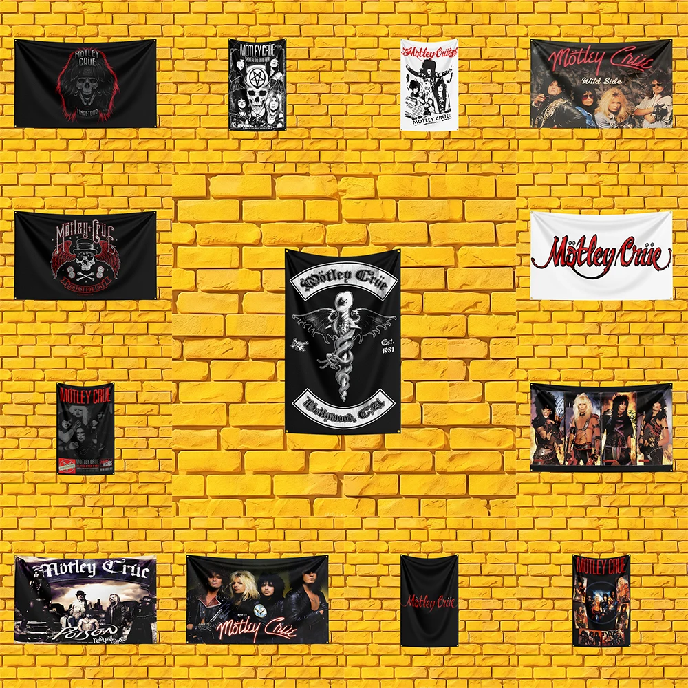 Motley Crue Tribute Music Flag 3x5 FT Polyester Decorative Banner For Home Bar Music Room Gift