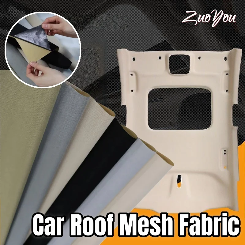 

Car Roof Mesh Fabric with Self-Adhesive Repair Auto Ceiling Upholstery for Car Interior Headliner Renovation DIY Car Decoration