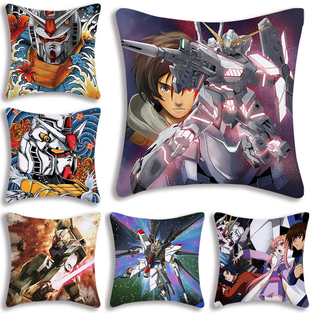 GundamS Pillow Covers Cartoon Sofa Decorative Home Double-sided Printing Short Plush Cute Cushion Cover