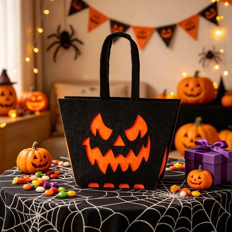2-Pack Halloween Tote Bags That Need to Be DIY Assembled, with Designs of Owls, Pumpkins, Spiders, and Haunted Houses. Reusable Halloween Gift Bags, Holiday Gift Storage Tote Bags, Halloween Felt Bags with Bat and Owl Shapes, Children's Tote Bags, Halloween Party Decorations, Candy Bags