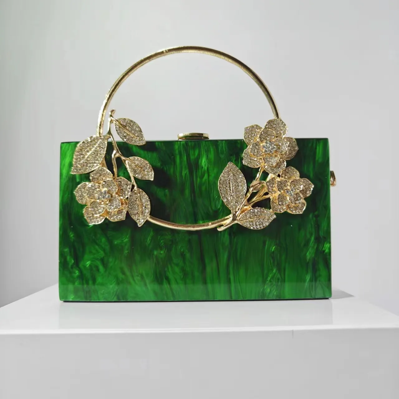 

Flower acrylic dinner bag single shoulder diagonal span wedding banquet clutch bag chain bag