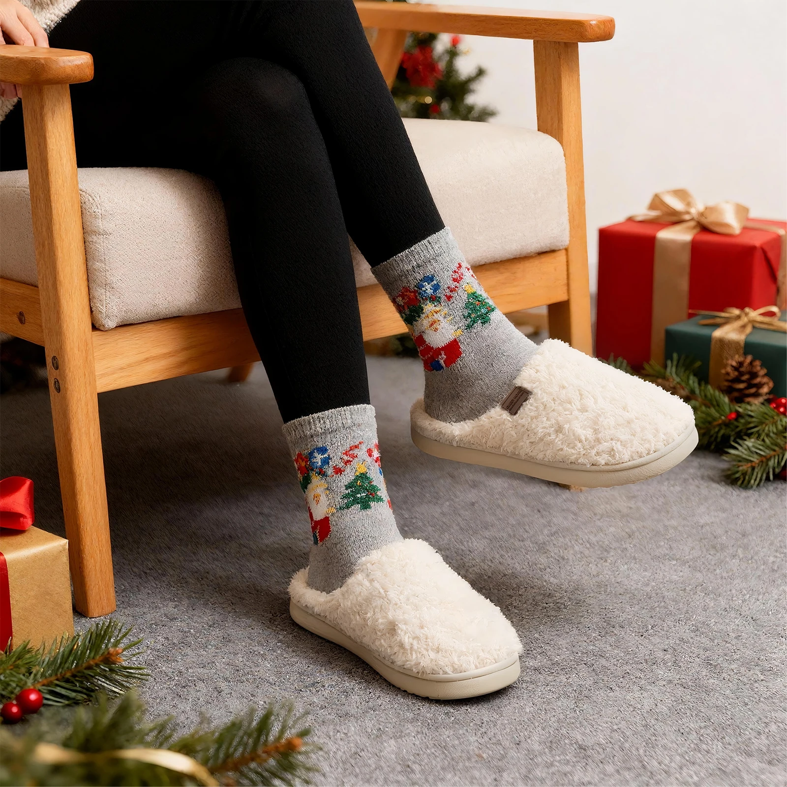 Women's Fuzzy Slip-on Slippers Warm Cozy Soft Loafer Lightweight Indoor House Shoes with Polar Fleece Curly Fur