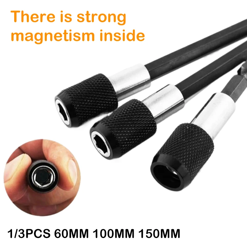 

1/3PCS Magnetic Bit Holder Extension 60mm 100mm 150mm 1/4 Inch Hex Shank Quick Release Screwdriver Bit Holder Extension Bar