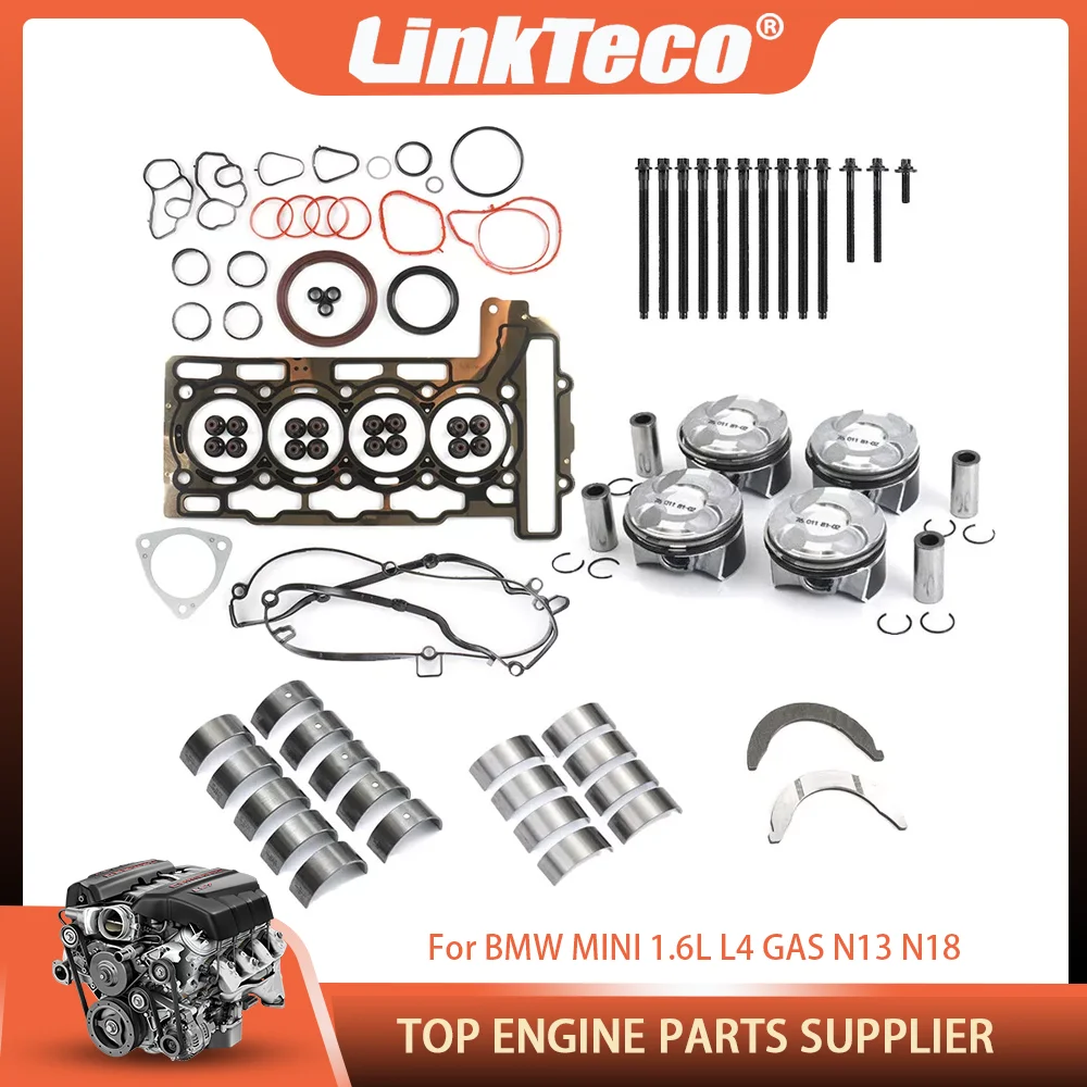 N13 N18 1.6L Engine Part Bearings Full Gasket Bolts Set Piston & Ring Kit Fit L4 GAS For BMW 114i 116i Mini Cooper S 1.6 L 09-16