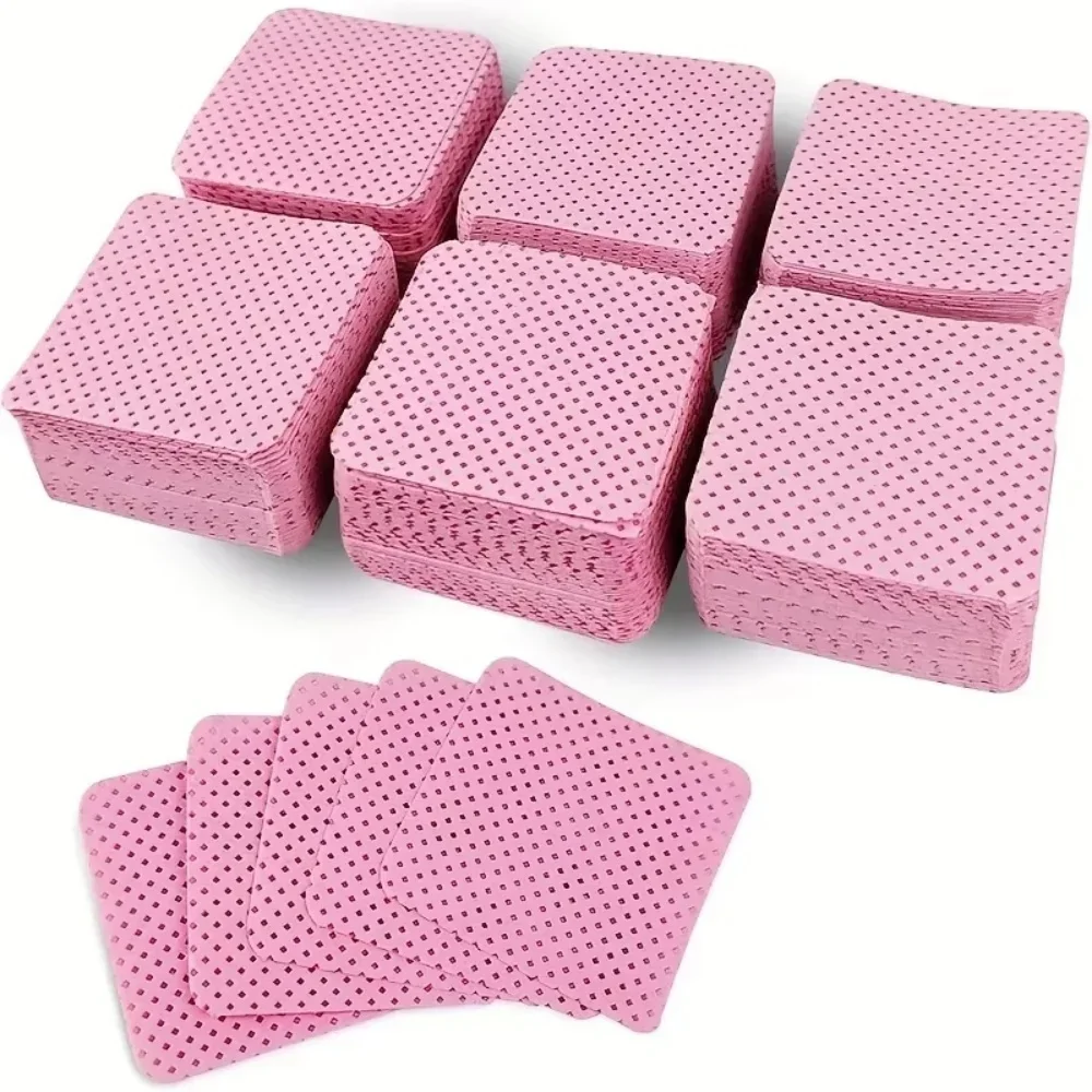 50Pcs Lint Free Nail Wipes Eyelash Extension Glue Wipes Cleaner Cloth Non-Woven Fabric Nail Gel Polish Remover Cotton Pads