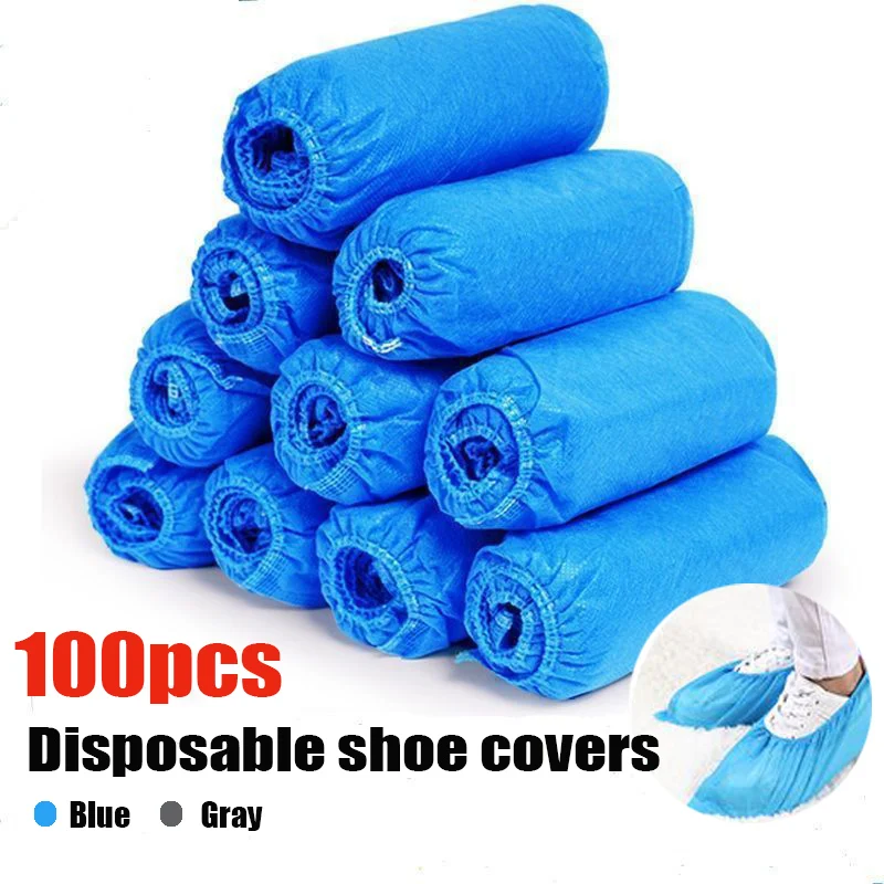 100 PCS Non woven Disposable Shoe Covers Cleaning Overshoes Outdoor Rainy Day Carpet Cleaning Shoe Cover Waterproof Shoe Covers