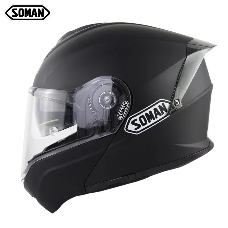 SOMAN Mobile Warrior Motorcycle Double Lens Face Helmet Motorcycle Enlarged Dock Helmet 4XL