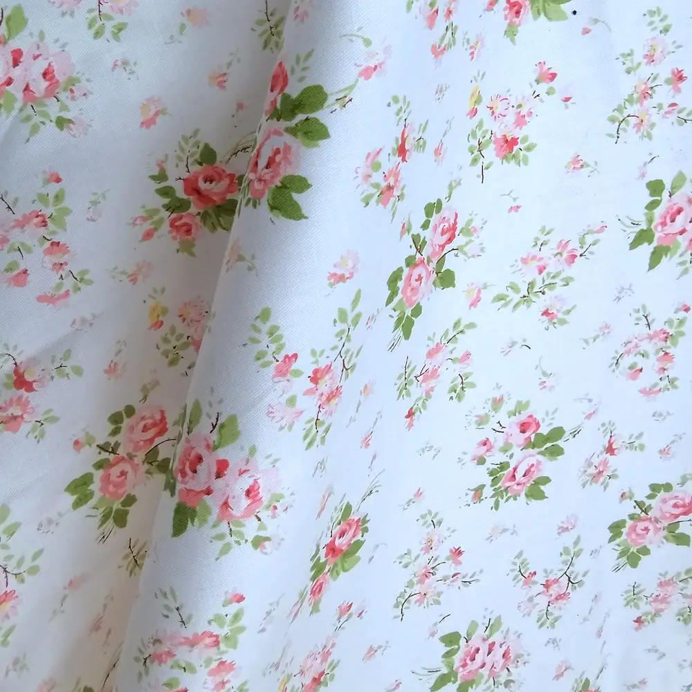 160x100cm Small Rose Printed Twill Weave Cotton Fabric,Patchwork Cloth,DIY Quilting Sewing Material