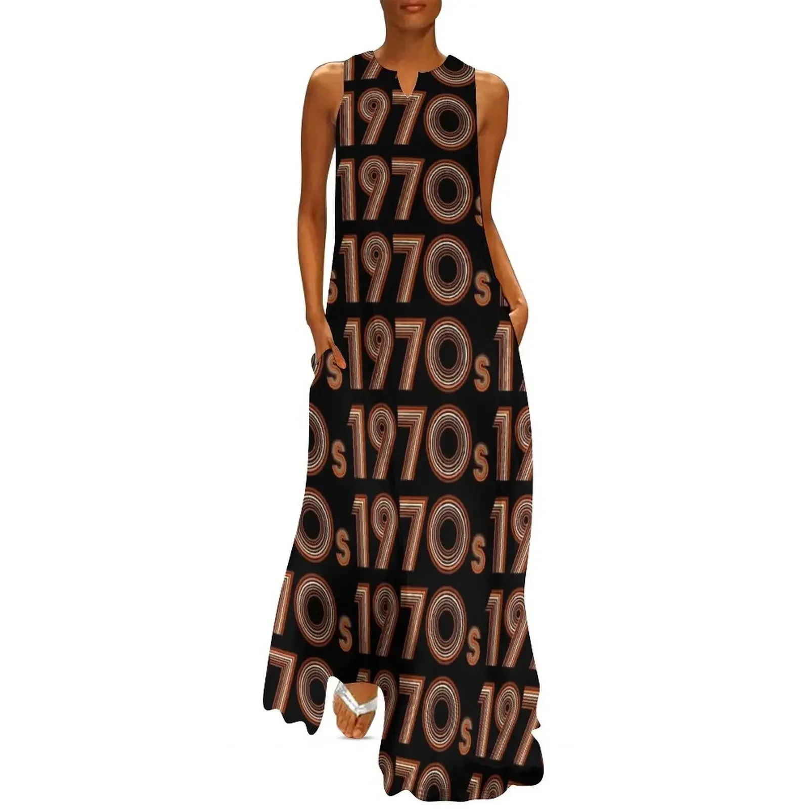 

Retro Orange Disco Font Long Dress loose women's dress summer dresses womens 2025 party dresses women Dress