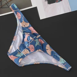 Men's Sexy Briefs Low-Waist Print Elastic Underwear Breathable Thong Elastic Cotton Underpants Bulge Pouch Seamless Panties