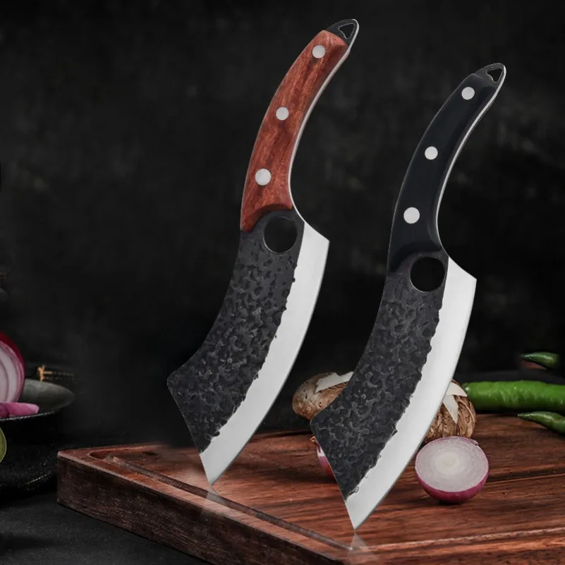 Küchenmesser Hackmesser Fleisch hacken Gemüse Metzger Knochen messer Holzgriff hand geschmiedete