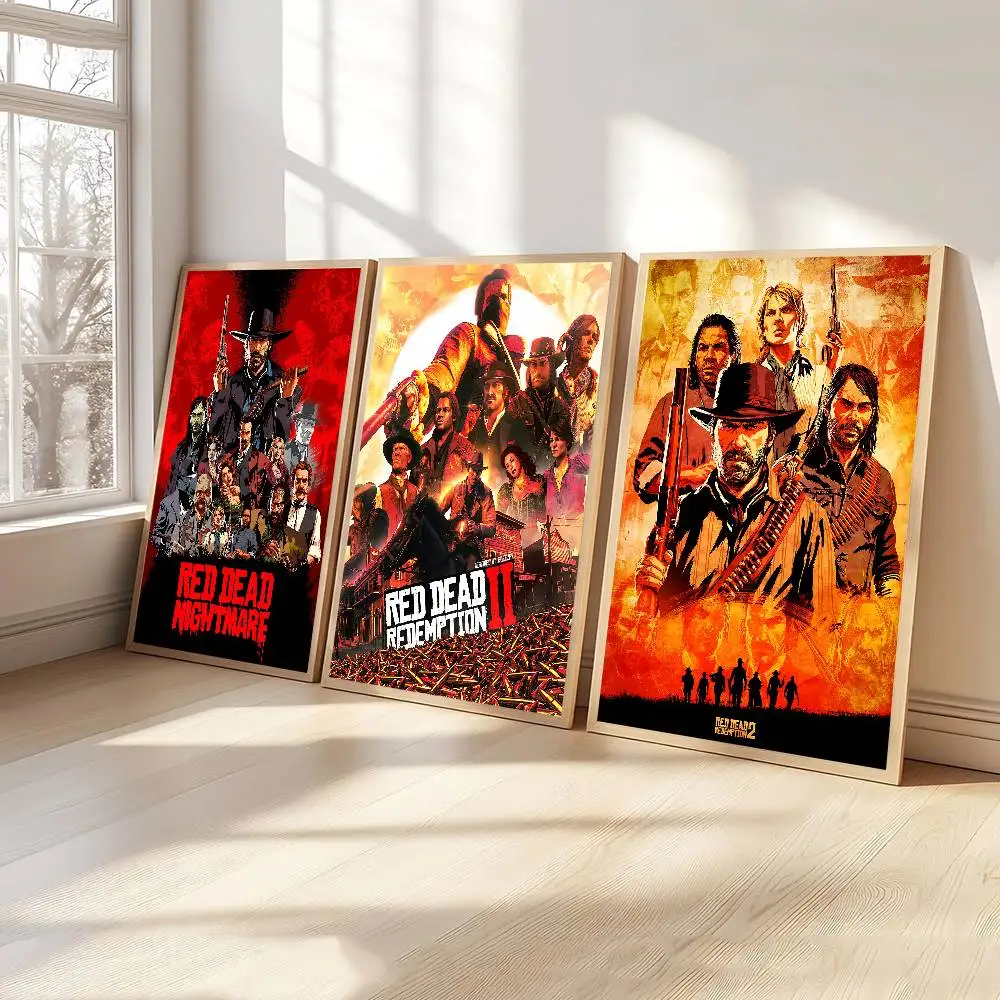 لعبة R-Red Dead Redemption 2 RDR2 أنيمي الملصقات لزجة ورق أبيض ملصق DIY غرفة بار مقهى Kawaii غرفة ديكور