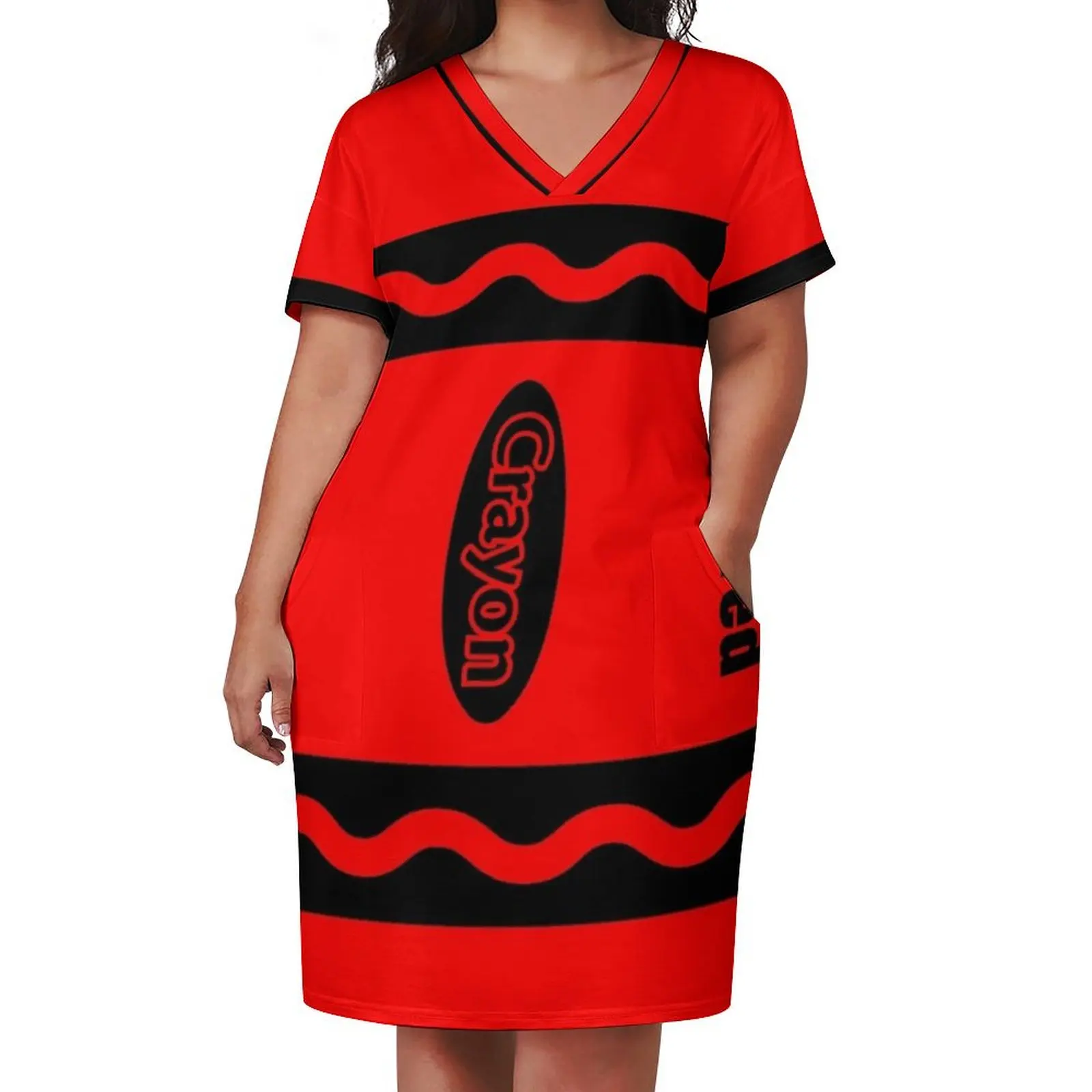 Red Crayon Box Halloween Party Group Costume Loose Pocket Dress Women's long dress women's summer clothing 2025