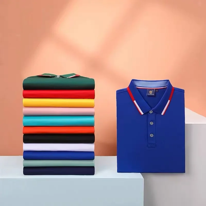 New Summer Men POLO Shirt Short Sleeve Casual Group Working Clothing Advertising Thin Breathable Golf Shirts Pullover Tee 4XL