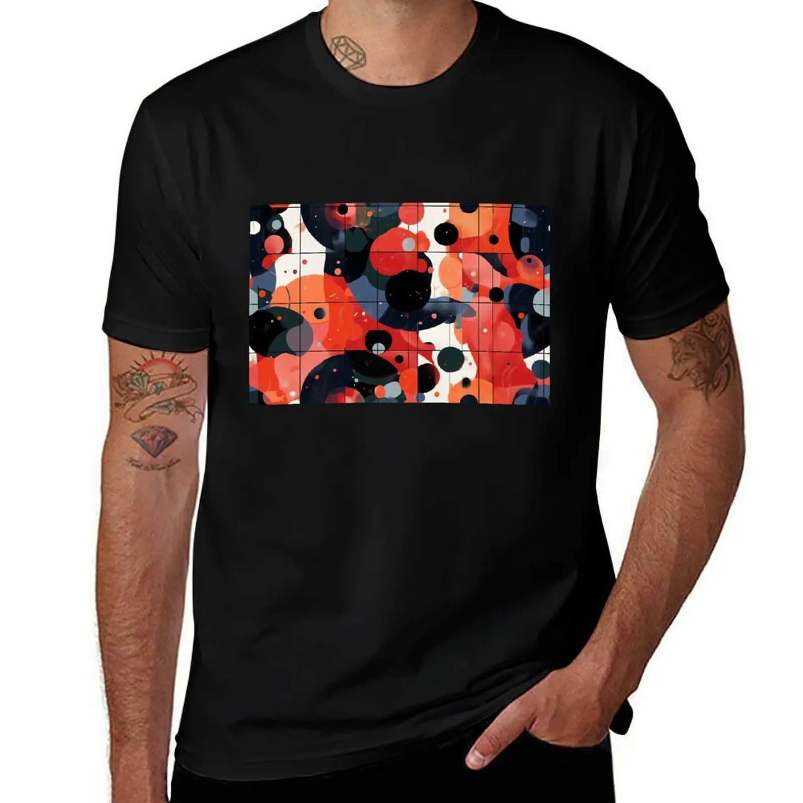 

Modern Risograph Abstract Geometric Seamless Pattern – Bold Colorful Print T-Shirt for a boy mens white t shirts