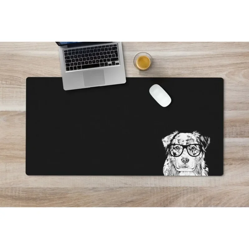 Black Cute Dog Mouse Pad Husky Border Shepherd Dog Anti-slip Mouse Pad Esports Room Exclusive Desk Pad for Boys and Girls