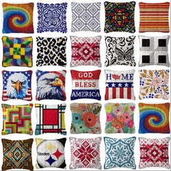 Cartoon Eagle Latch Hook Kit Embroidery Cushion Pillows Knot Pillow Package For Needlework Geometric Pattern Pattern Latch Hook