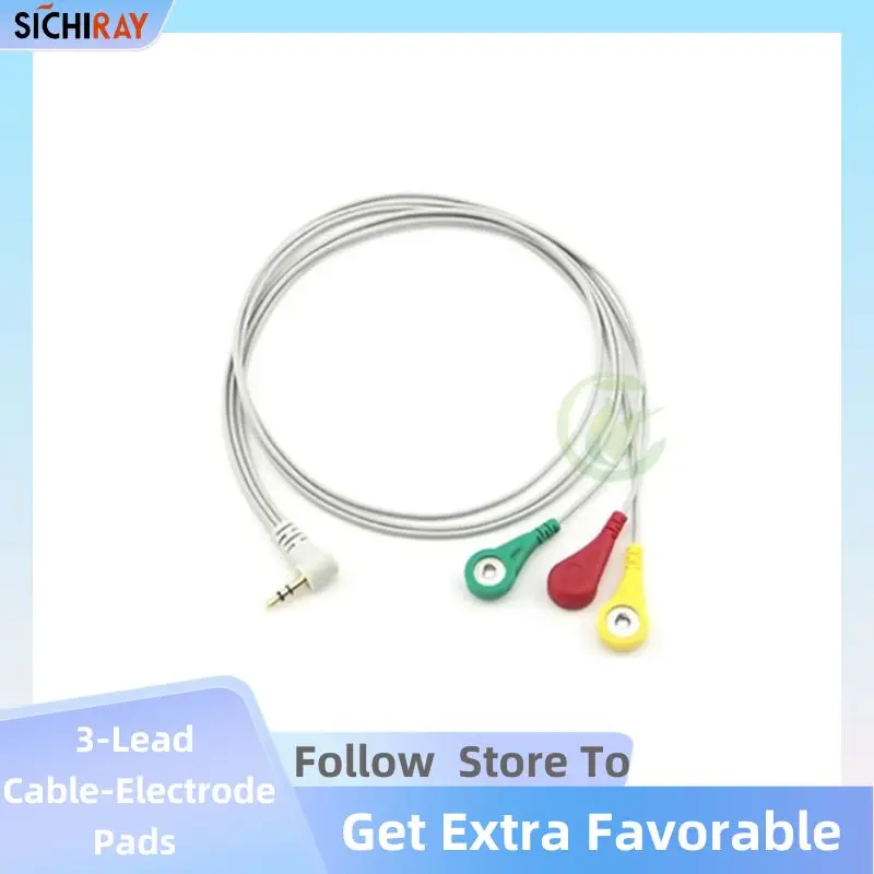 3-Lead Cable-Electrode Pads (3 connector) Heart Muscle Sensor Accessories Electrical Headphone Plug ECG EMG EKG experiment Tools