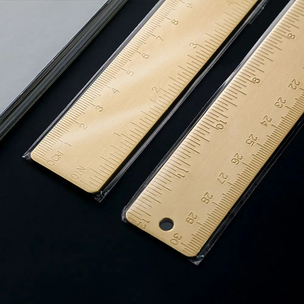 Multifunction Brass Straight Ruler 12/15cm 1mm Thicken Scale Ruler Measuring Tool Bookmark Ruler Gift