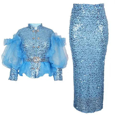 Afrikanska kläder för kvinnor 2-delat set toppar och kjolar kostymer Dashiki Ankara julkläder klänning plusstorlek bröllopsfestklänningar 12 best sales Ankara-topp - №7