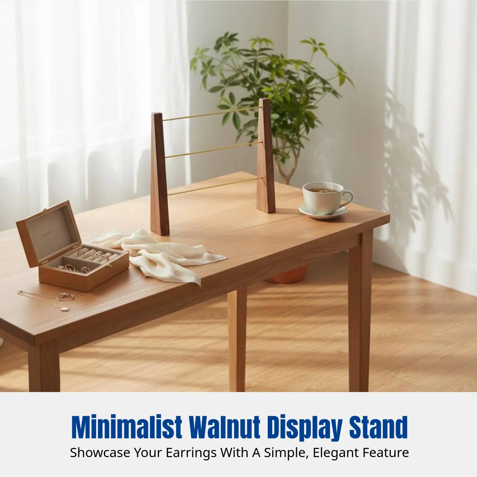 

Подставка для сережек из орехового дерева, большая вместимость, минималистичный органайзер для украшений, реквизит для фотосессий
