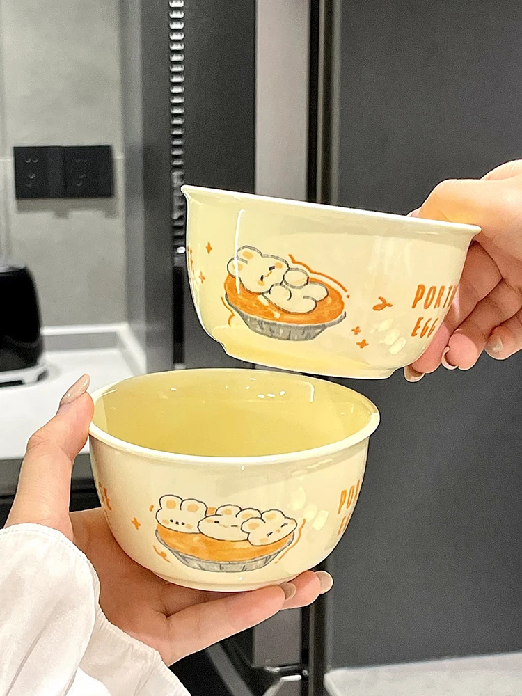 

Underglaze Cerc Bowl Set Cartoon Design Rice Soup Bowl Home Dining Utensils Diwaer Se Large Capaci 4.5 Inch