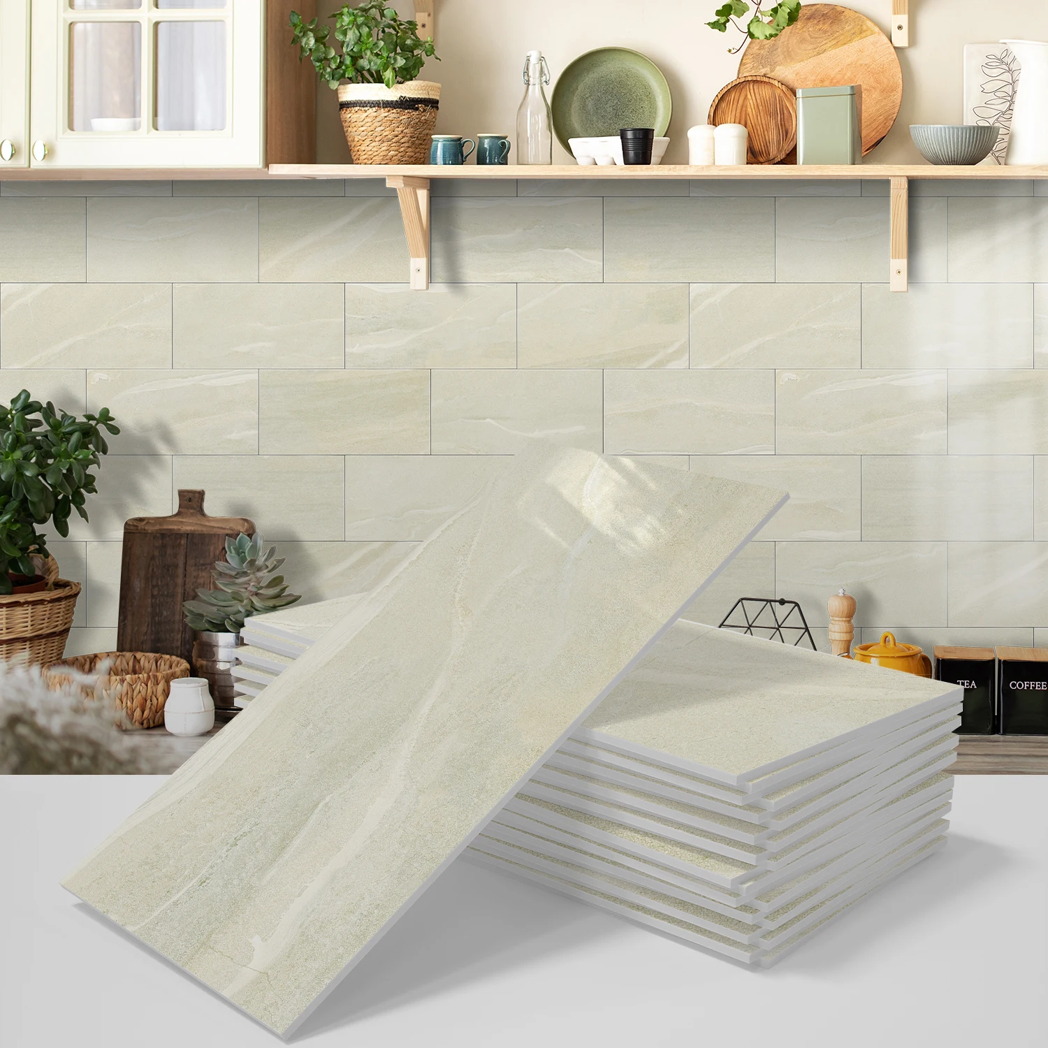 

Marble Sticker Wall Peel and Stick Backsplash PVC Wall Tile Sticker on Tile for Kitchen Backplash Foam Plastic-Sheet 4X6inch