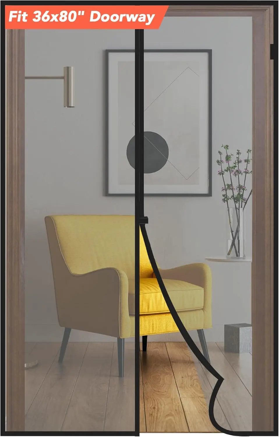 

Magnetic Screen Door - Fits Up to 36x80" Door, Heavy Duty Mesh with Self-Closing Magnets, Easy Install, Pet & Kid Friendly