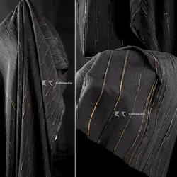 Tessuto in poliestere moda pieghettato nero per abito cappotto giacca mezza gonna tessuti firmati abito di stoffa materiale da cucito fai da te