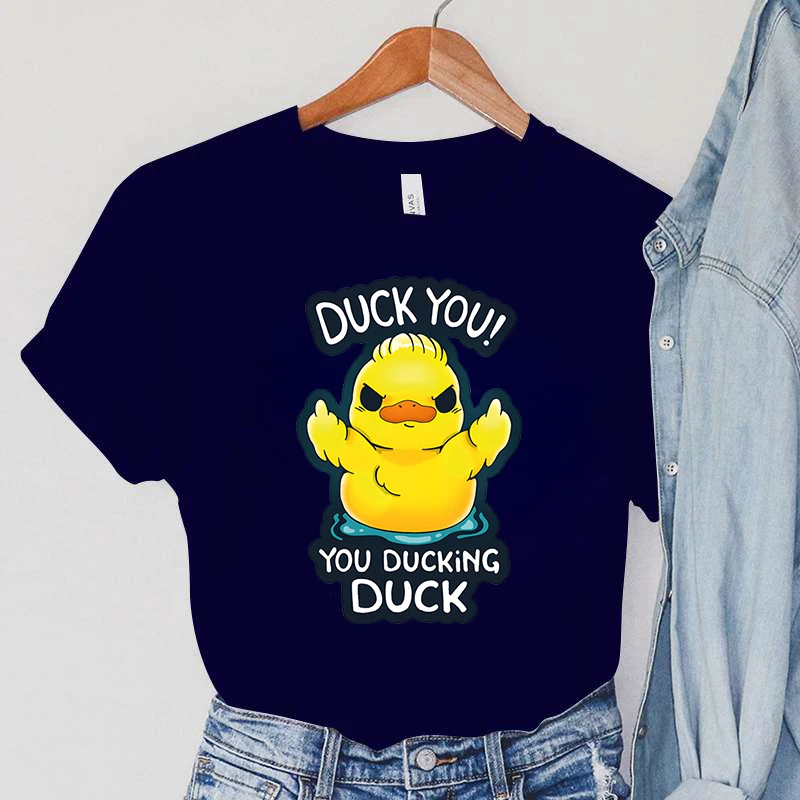 T-shirt da donna Cartoon DUCK Animals abbigliamento DUCK YOU! YOU DUCKING DUCK Print magliette da donna Vintage Anger DUCK t-shirt da donna