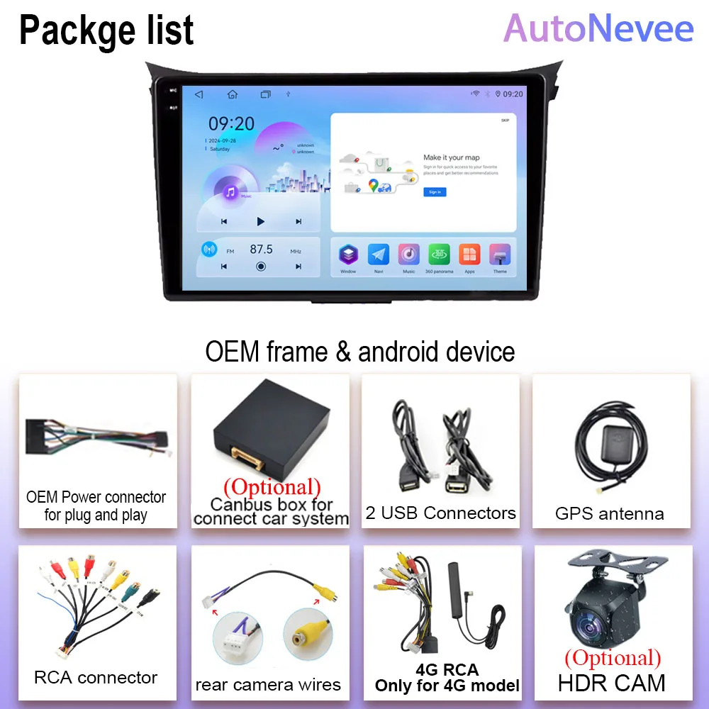 أندرويد 15 راديو لشركة هيونداي I30 إلنترا GT 2011 - 2015 2016 السيارات ستيريو مشغل وسائط متعددة لتحديد المواقع والملاحة Carplay 2DIN DVD 5G