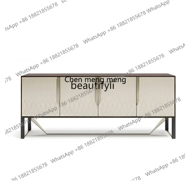 

D178 Y yj Italian Light Luxury Solid Wood TV Cabinet Metal Audiovisual Cabinet Modern Simple Stainless Steel Floor Cabinet