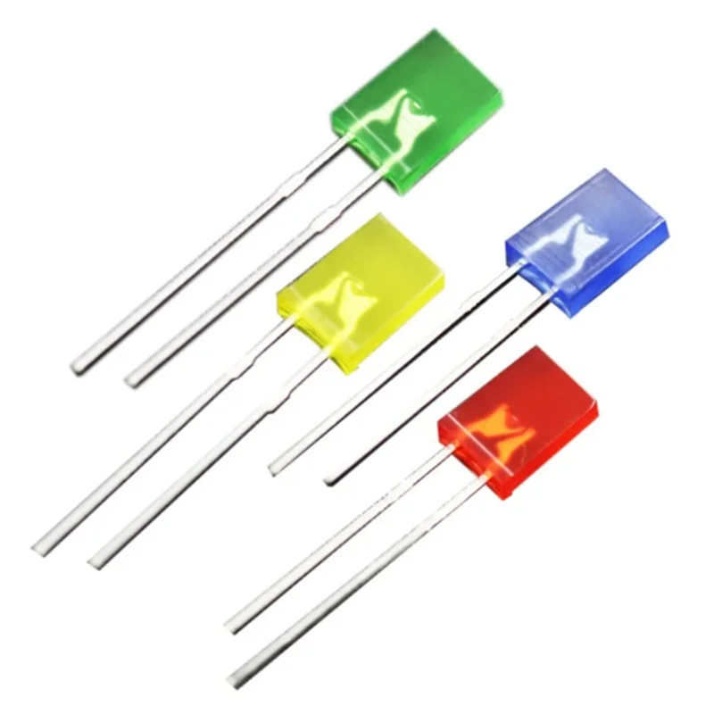 Lampe à diode électroluminescente LED rectangulaire, blanc, rouge, vert, bleu, jaune, document diffusé, carré, indicateur de bricolage, 2x3x4mm, 100 pièces