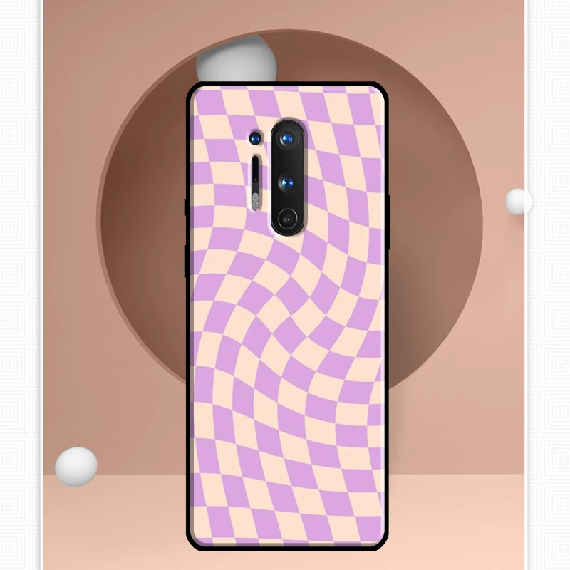 Checkerboard Pattern Mustard Yellow Case For OnePlus Ace 11 9 10 Pro 9RT 10T 8T Cover For OnePlus Nord CE 2 Lite 2T N10 N20