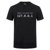 Men Programmer Geek Tshirt Funny IP Address Tops There Is No Place Like 127.0.0.1 Computer Comedy Tee Boyfriend Birthday 42325